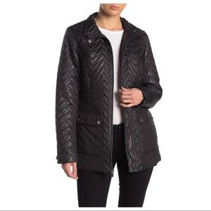 NEW Via Spiga Black Zig Zag Quilted Cargo Jacket
